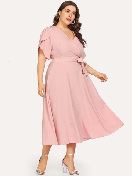 plus size dresses summer women plus size v neck short sleeve belt solid color slim long dresses for fashion 230520, Black
plus size dresses summer women plus size v neck short sleeve belt solid color slim long dresses for fashion 230520, Black