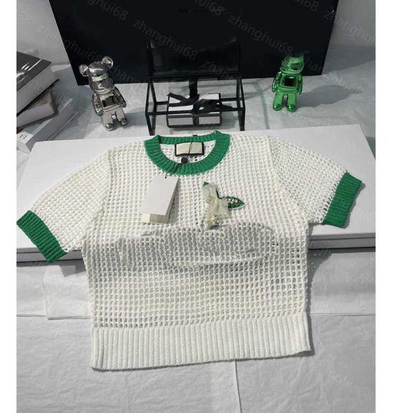 23ss womens designer clothing womens knits color combination embroidered beads sticky drill hollowed out pullover short sleeve knitted women, White
23ss womens designer clothing womens knits color combination embroidered beads sticky drill hollowed out pullover short sleeve knitted women, White