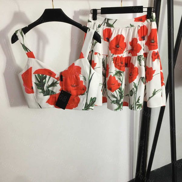23ss skirt set womens designer clothing red flower print strapless halter vest high waist short half skirt sets womens clothing, White
23ss skirt set womens designer clothing red flower print strapless halter vest high waist short half skirt sets womens clothing, White