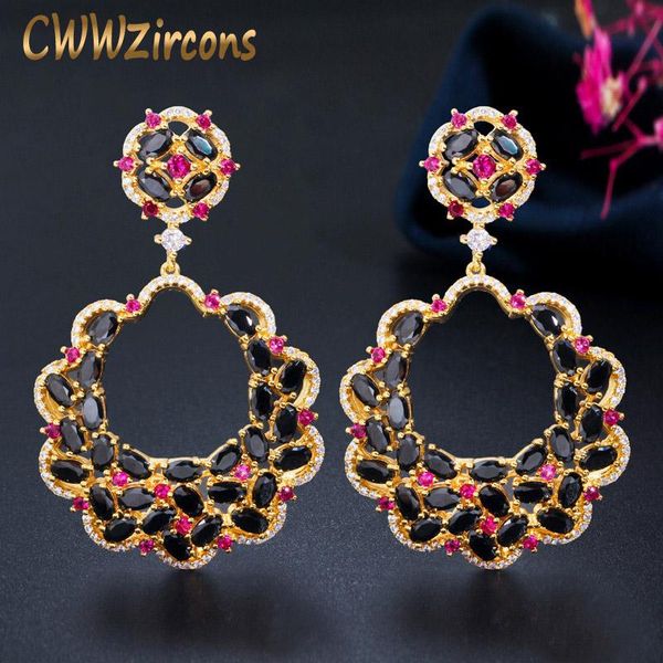 knot cwwzircons luxury designer big long flower drop red black cubic zirconia stone earring gold plated party jewelry for women cz687, Silver
knot cwwzircons luxury designer big long flower drop red black cubic zirconia stone earring gold plated party jewelry for women cz687, Silver