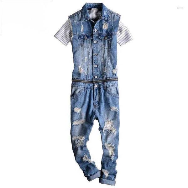 jeans summer sleeveless lapel overalls men's denim jumpsuit hole hip-hop ripped waist detachable casual blue pants trousers
jeans summer sleeveless lapel overalls men's denim jumpsuit hole hip-hop ripped waist detachable casual blue pants trousers