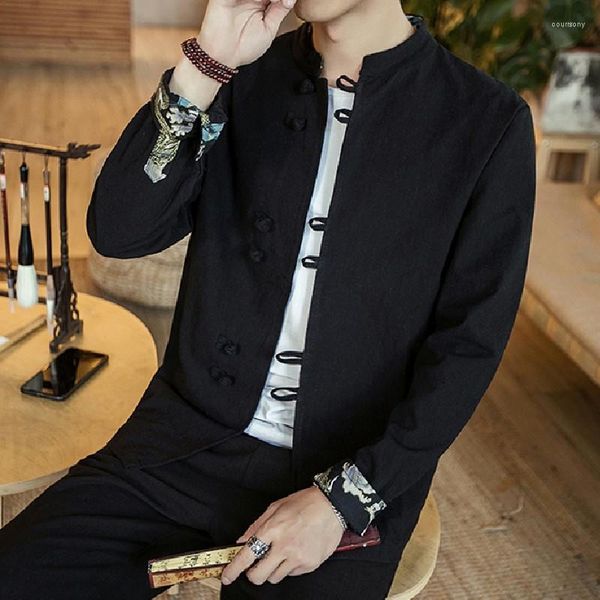 men's casual shirts chinese style long sleeve patchwork shirt for men cotton linen vintage male blouses stand collar cardigan clothing, White;black
men's casual shirts chinese style long sleeve patchwork shirt for men cotton linen vintage male blouses stand collar cardigan clothing, White;black