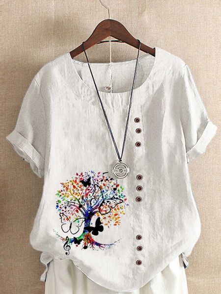 new women t shirt brand summer fashion women's music tree prined round neck short sleeve t-shirt casual loose solid color blouse plus, White
new women t shirt brand summer fashion women's music tree prined round neck short sleeve t-shirt casual loose solid color blouse plus, White