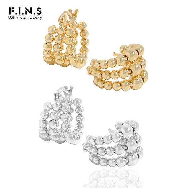 huggie f.i.n.s gradient bead ball s925 sterling silver earrings movable layered bead hoop earrings round geometric piercing ear buckle, Golden;silver
huggie f.i.n.s gradient bead ball s925 sterling silver earrings movable layered bead hoop earrings round geometric piercing ear buckle, Golden;silver