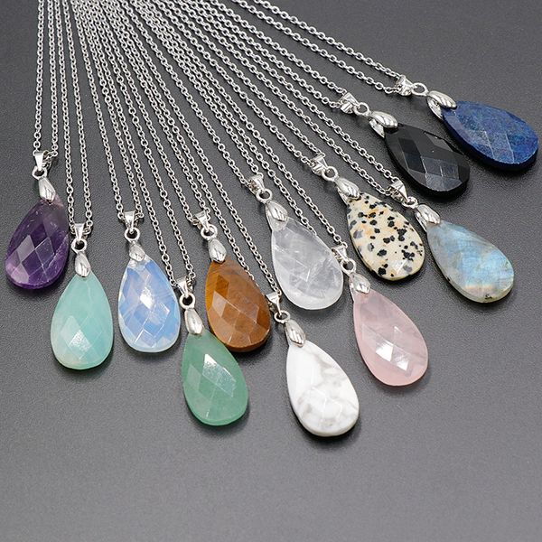 fashion waterdrop shaped rose quartz powder pink green amethyst crystal pendant stainless steel chain necklace women jewelry, Silver
fashion waterdrop shaped rose quartz powder pink green amethyst crystal pendant stainless steel chain necklace women jewelry, Silver