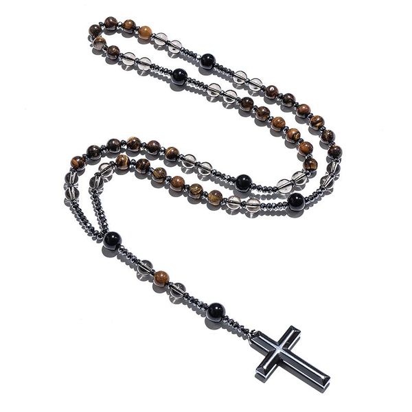 necklaces natural tiger eye smoke quartz beaded catholic christian rosary necklace cross pendant men and women meditation mala jewelry, Silver
necklaces natural tiger eye smoke quartz beaded catholic christian rosary necklace cross pendant men and women meditation mala jewelry, Silver