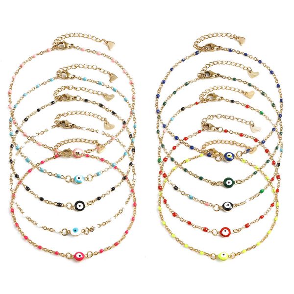 anklets stainless steel religious anklet gold color multicolor enamel round evil eye jewelry for women gifts 25cm(9 7/8") long 1 piece, Red;blue
anklets stainless steel religious anklet gold color multicolor enamel round evil eye jewelry for women gifts 25cm(9 7/8") long 1 piece, Red;blue