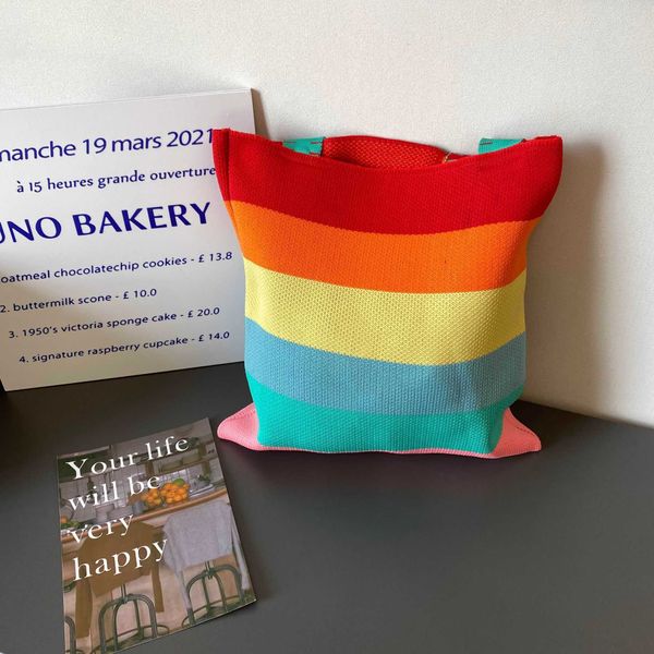 lgbt shopping bags pride korean niche rainbow striped knitted women s bag fashion trend wearing blogger woven large capacity shoulder 230522
lgbt shopping bags pride korean niche rainbow striped knitted women s bag fashion trend wearing blogger woven large capacity shoulder 230522