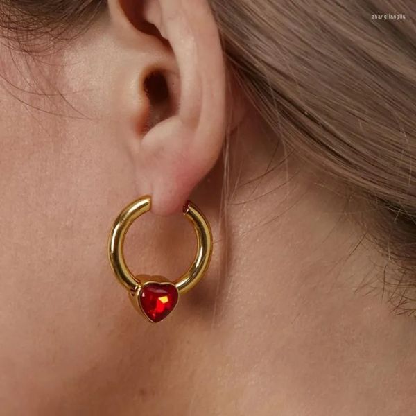 hoop earrings korean vintage stainless steel heart trendy exquisite ear buckle shiny rhinestone small for women jewelry, Golden
hoop earrings korean vintage stainless steel heart trendy exquisite ear buckle shiny rhinestone small for women jewelry, Golden
