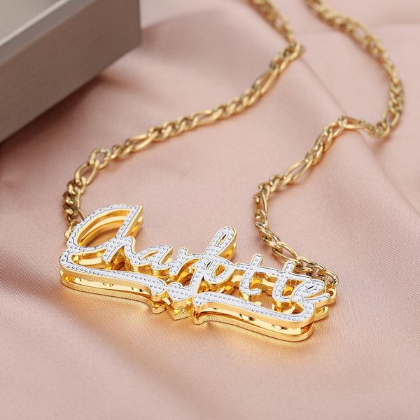 necklaces double layered 3d personalized name necklaces custom two tone heart nameplate gold plated pendant jewelry valentine's day gif, Silver
necklaces double layered 3d personalized name necklaces custom two tone heart nameplate gold plated pendant jewelry valentine's day gif, Silver
