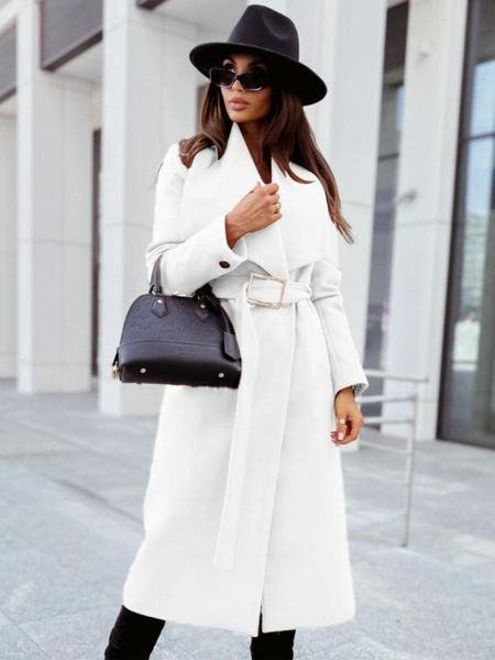 fur casual autumn winter women wool blends coats solid color turndown collar open stitch long sleeve belt office lady long coats, Black
fur casual autumn winter women wool blends coats solid color turndown collar open stitch long sleeve belt office lady long coats, Black