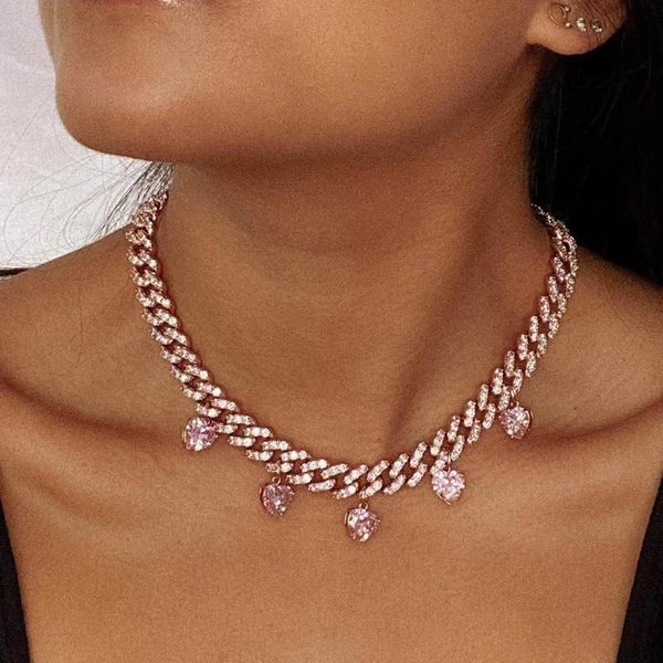 necklaces iced out bling pink cubic zirconia charm necklaces miami cuban link chain romantic eternity heart choker jewelry gift for women, Silver
necklaces iced out bling pink cubic zirconia charm necklaces miami cuban link chain romantic eternity heart choker jewelry gift for women, Silver