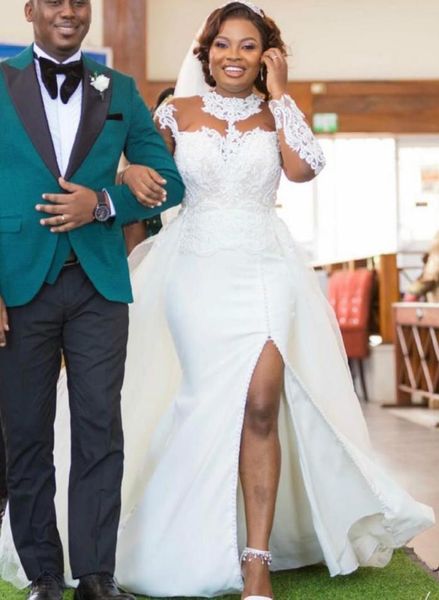 2020 plus size arabic aso ebi lace beaded mermaid wedding dresses sheer neck bridal dresses high split vintage wedding gowns zj9514953137, White
2020 plus size arabic aso ebi lace beaded mermaid wedding dresses sheer neck bridal dresses high split vintage wedding gowns zj9514953137, White