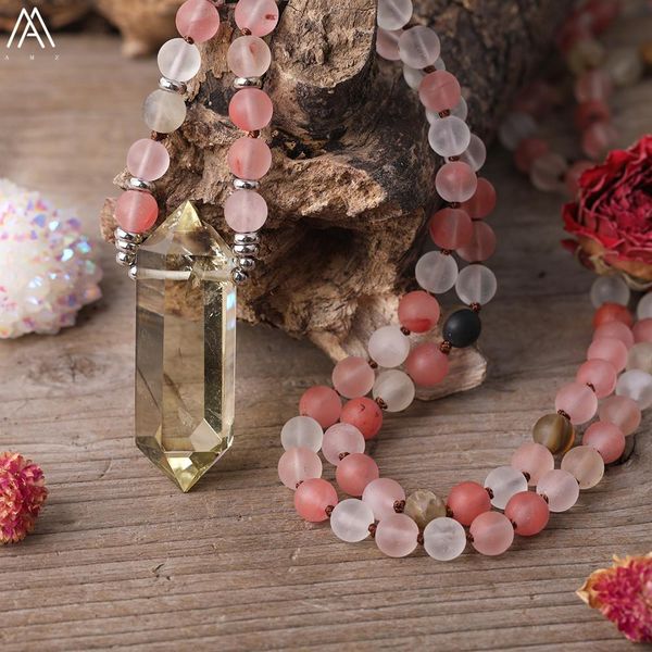necklaces natural smoky color yellow quartz double point pendant unpolished red watermelon stone 108 mala beads handmade knotted necklace, Silver
necklaces natural smoky color yellow quartz double point pendant unpolished red watermelon stone 108 mala beads handmade knotted necklace, Silver