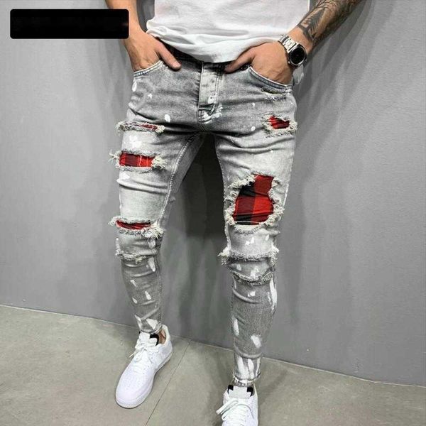 men slim-fit ripped male jeans painted fashion patch beggar pants jumbo pencil hip hop drop, Blue
men slim-fit ripped male jeans painted fashion patch beggar pants jumbo pencil hip hop drop, Blue