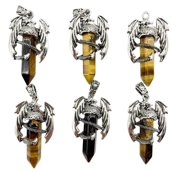 wholesale men's flying dragon pendant hexagonal pillar natural crystal wing dragon pendant necklace jewelry, Silver
wholesale men's flying dragon pendant hexagonal pillar natural crystal wing dragon pendant necklace jewelry, Silver