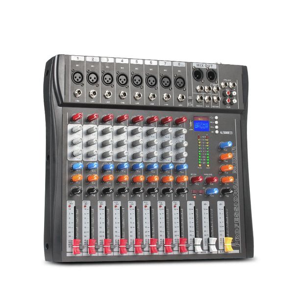 

8-channel professional audio mixer dj stage console digital sound equipment with fader controller computer usb recording church