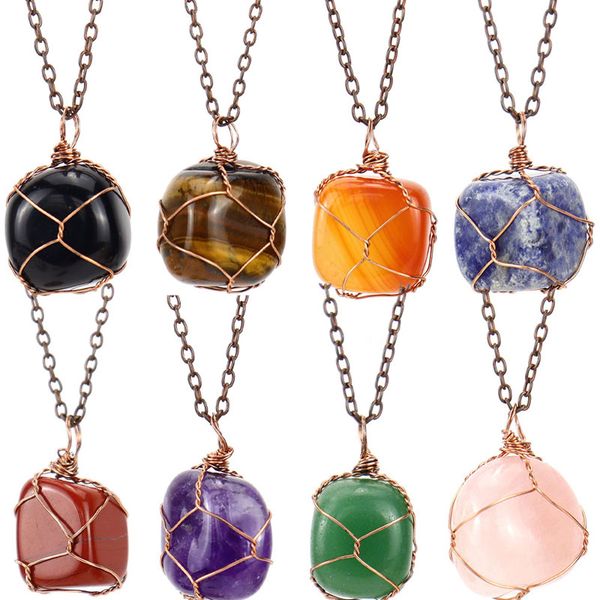 handmade wire natural crystal stone pendant necklaces jewelry with chain for women girl fashion accessories, Silver
handmade wire natural crystal stone pendant necklaces jewelry with chain for women girl fashion accessories, Silver