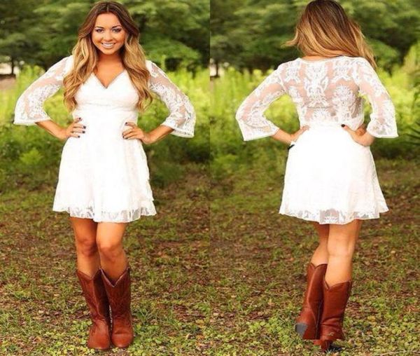 modest short lace cowgirls country wedding dresses with 34 long sleeves mini bridal gowns reception dress for wedding8974004, White
modest short lace cowgirls country wedding dresses with 34 long sleeves mini bridal gowns reception dress for wedding8974004, White