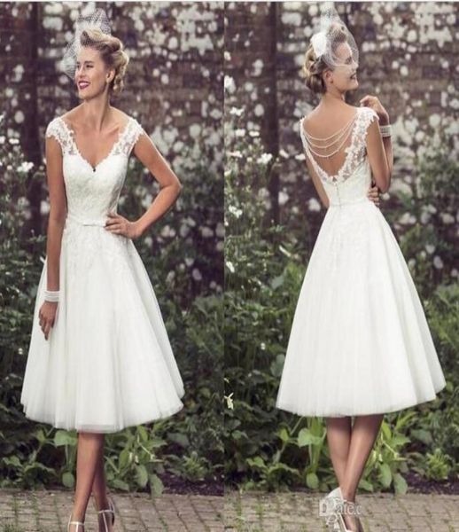 elegant tea length short wedding dresses cap sleeves appliques lace wedding gowns tulle v neck short bridal gowns 637442, White
elegant tea length short wedding dresses cap sleeves appliques lace wedding gowns tulle v neck short bridal gowns 637442, White