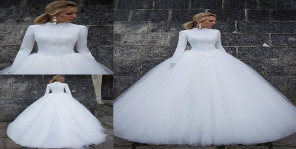 white lace ball gown muslim wedding dresses with long sleeves high neck wedding dress sweep train tulle bridal gowns9433775
white lace ball gown muslim wedding dresses with long sleeves high neck wedding dress sweep train tulle bridal gowns9433775