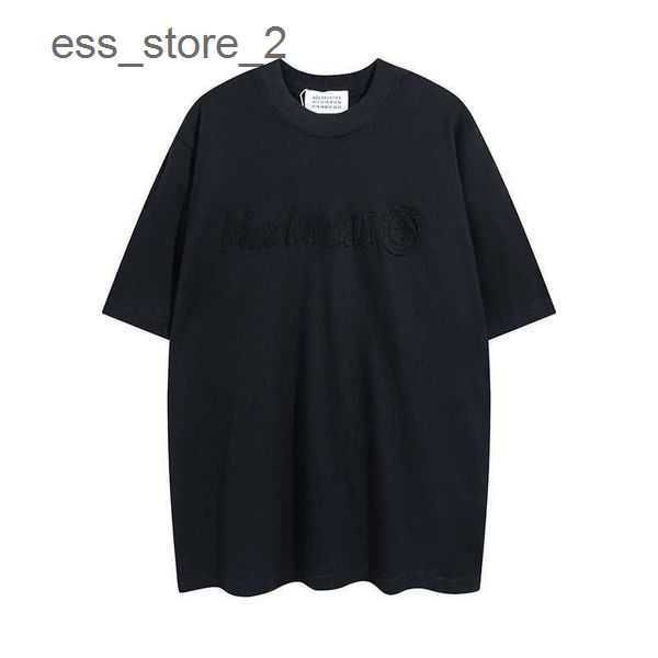 designer men's t-shirts margiela mm6 summer embroidery letter short sleeve loose and women's round neck versatile t-shirt 1 fqtb, White;black