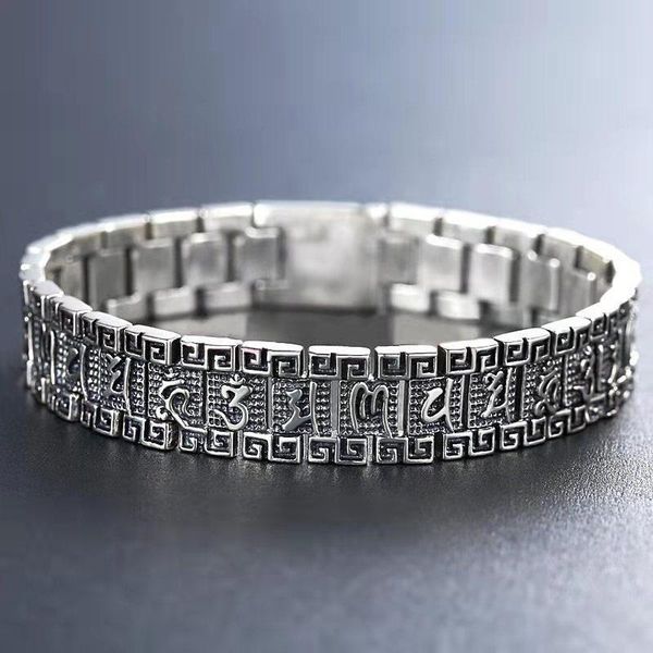 bangle new silver wide version men's trendy personality domineering sixcharacter mantra retro evil spirits men's bracelet, Black
bangle new silver wide version men's trendy personality domineering sixcharacter mantra retro evil spirits men's bracelet, Black