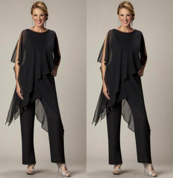 two pieces pants suits for mother of the bride jewel half sleeve plus size black chiffon evening gowns beach wedding party7028640, Black;red
two pieces pants suits for mother of the bride jewel half sleeve plus size black chiffon evening gowns beach wedding party7028640, Black;red