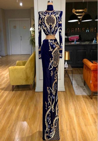abendkleider velvet evening gowns high neck embroidery beads long sleeve royal blue prom dress two pieces custom made red carpet d3156697, Black;red
abendkleider velvet evening gowns high neck embroidery beads long sleeve royal blue prom dress two pieces custom made red carpet d3156697, Black;red
