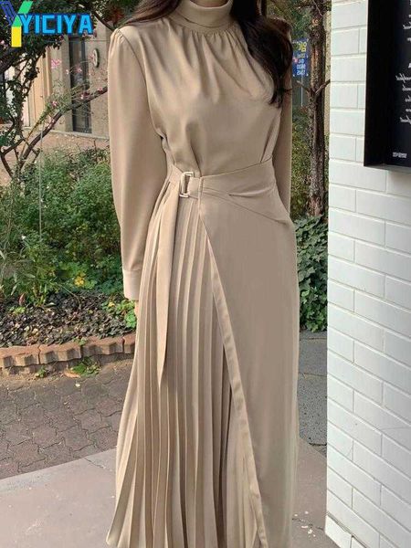 yiciya casual dresses spring autumn elegant long sleeve women pleated black dress female solid midi vestidos a-line slim waist belted clothe, Black;gray
yiciya casual dresses spring autumn elegant long sleeve women pleated black dress female solid midi vestidos a-line slim waist belted clothe, Black;gray