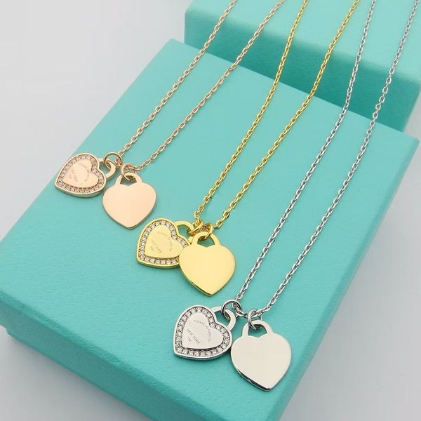 3 colors women luxury designer necklace titanium steel double heart edge diamond necklaces logo printed, Silver
3 colors women luxury designer necklace titanium steel double heart edge diamond necklaces logo printed, Silver