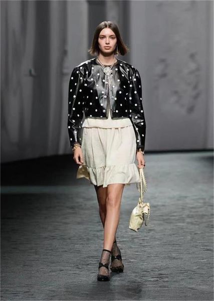 chan women's brand jacket 2023 model catwalk lace real leather jacket autumn winter cccc fashion camellia leather jacket spring real le, Black;brown
chan women's brand jacket 2023 model catwalk lace real leather jacket autumn winter cccc fashion camellia leather jacket spring real le, Black;brown