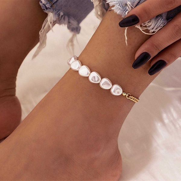 anklets fashion stitching simple irregular white imitation pearl anklet beads summer beach vacation anklet foot show chain jewelry 1pc g2205, Red;blue
anklets fashion stitching simple irregular white imitation pearl anklet beads summer beach vacation anklet foot show chain jewelry 1pc g2205, Red;blue