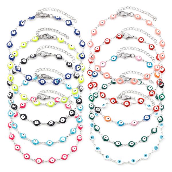 anklets 304 stainless steel religious anklet silver tone multicolor enamel evil eye jewelry for women gifts 22.5cm(8 5/8") long 1 piece, Red;blue
anklets 304 stainless steel religious anklet silver tone multicolor enamel evil eye jewelry for women gifts 22.5cm(8 5/8") long 1 piece, Red;blue