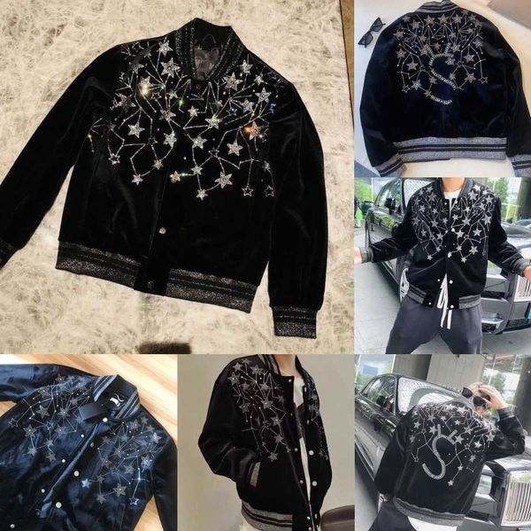 high version mens baseball jacket diamond embroidered velvet coat saint designer jackets men women casual suit oversize sportswear itr9, Black;brown
high version mens baseball jacket diamond embroidered velvet coat saint designer jackets men women casual suit oversize sportswear itr9, Black;brown