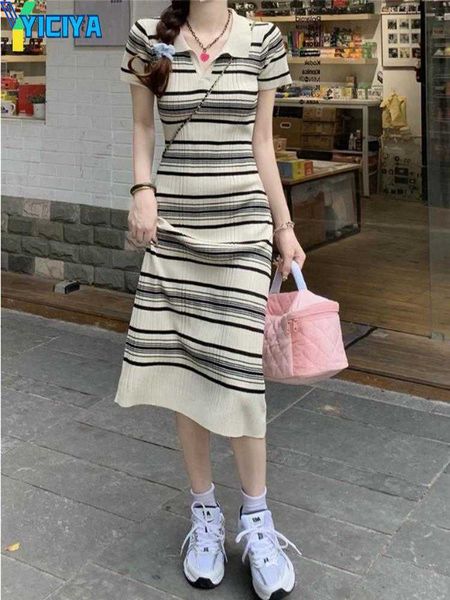 yiciya casual dresses summer polo collar knitted sweater dress stripes stylish 2023 women short sleeve chic slim elastic all match streetwea, Black;gray
yiciya casual dresses summer polo collar knitted sweater dress stripes stylish 2023 women short sleeve chic slim elastic all match streetwea, Black;gray