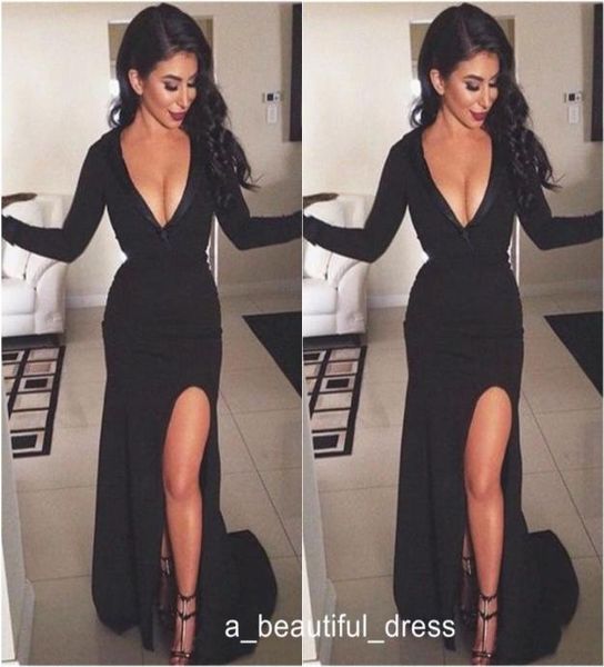 v neck black long sleeves side slit evening dresses mermaid prom dress formal women party gowns ed12495817803, Black;red
v neck black long sleeves side slit evening dresses mermaid prom dress formal women party gowns ed12495817803, Black;red