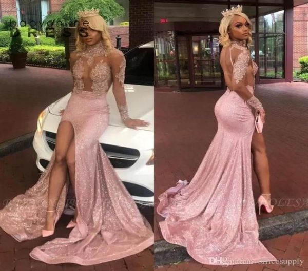 long sleeves high neck lace mermaid prom dresses black girls lace applique split backless sweep train evening gowns5500818
long sleeves high neck lace mermaid prom dresses black girls lace applique split backless sweep train evening gowns5500818