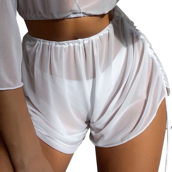 women's swimwear woman beach cover up shorts drawstring transparent wrap mesh bikini wraps beach outfits for women 230522, White;black
women's swimwear woman beach cover up shorts drawstring transparent wrap mesh bikini wraps beach outfits for women 230522, White;black