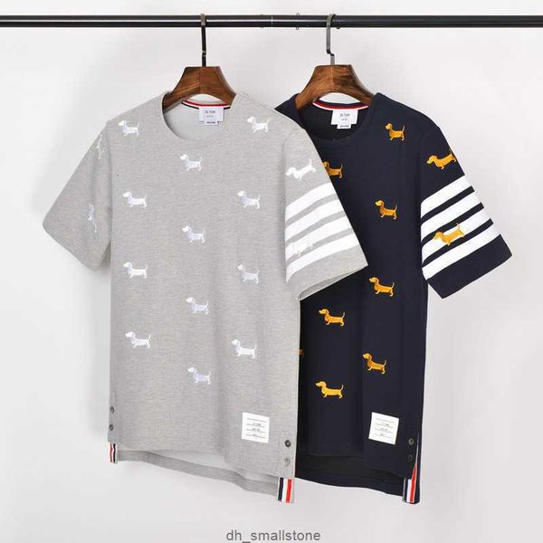 short sleeve shirt button brand tb summer striped jacquard heavy industry puppy embroidery slim short sleeve t-shirt men's fashion crew, White;black
short sleeve shirt button brand tb summer striped jacquard heavy industry puppy embroidery slim short sleeve t-shirt men's fashion crew, White;black
