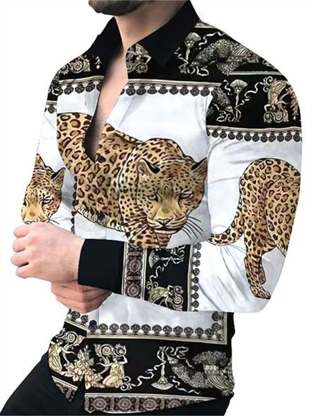 men s casual shirts luxury social men turn down collar buttoned shirt leopard print long sleeve clothing prom cardigan 230522, White;black
men s casual shirts luxury social men turn down collar buttoned shirt leopard print long sleeve clothing prom cardigan 230522, White;black