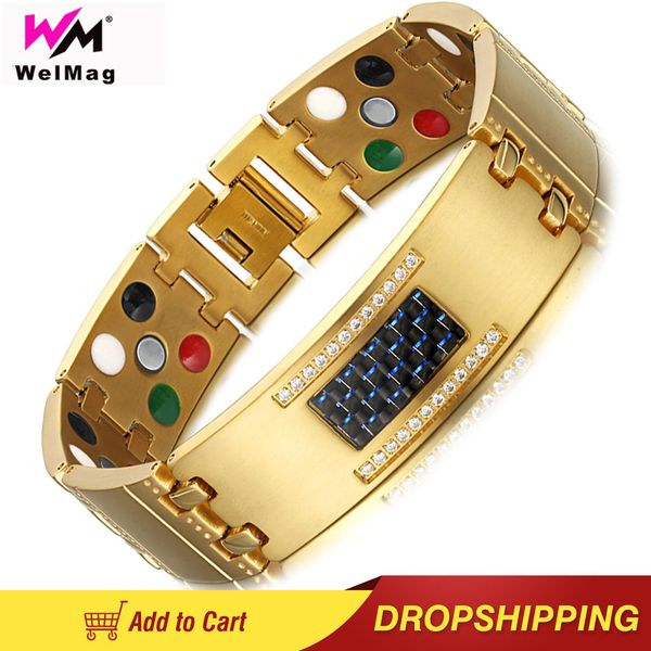 bangle welmag titanium bracelets 5in1 health care crystal magnetic bangles for men germanium tourmaline male health wristband chain, Black
bangle welmag titanium bracelets 5in1 health care crystal magnetic bangles for men germanium tourmaline male health wristband chain, Black