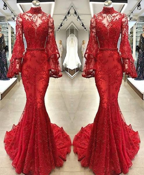 red lace mermaid evening dresses illusion poet long sleeves high neck appliqued beaded long party pageant gowns prom dress3988797, Black;red
red lace mermaid evening dresses illusion poet long sleeves high neck appliqued beaded long party pageant gowns prom dress3988797, Black;red