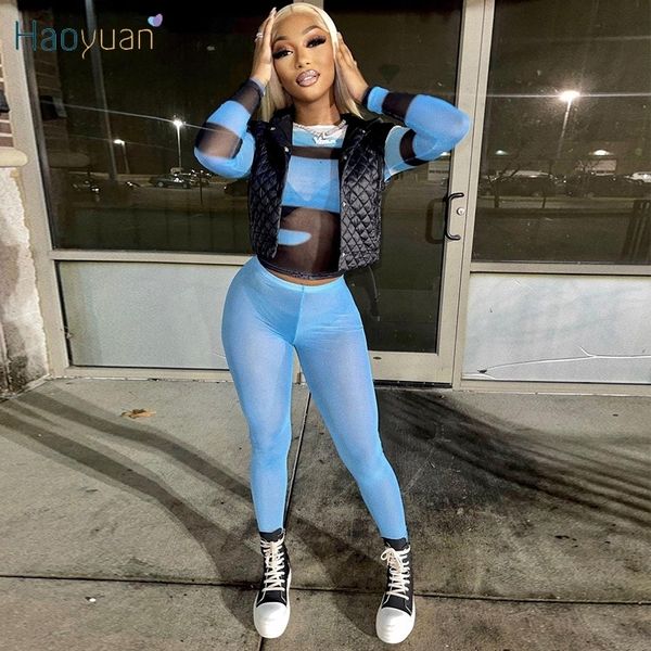 women s two piece pants haoyuan mesh sheer patchwork set long sleeve t shirt fitness clubwear outfits for women matching sets 230522, White
women s two piece pants haoyuan mesh sheer patchwork set long sleeve t shirt fitness clubwear outfits for women matching sets 230522, White