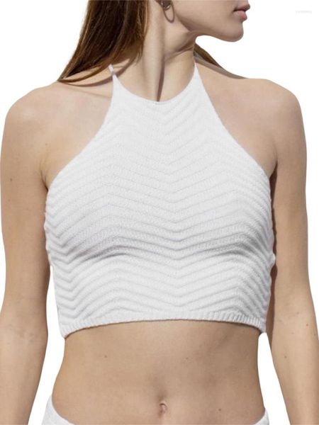 women's tanks knitted halter for women summer sleeveless t shirt lace up tied backless cable ribbed y2k vest, White
women's tanks knitted halter for women summer sleeveless t shirt lace up tied backless cable ribbed y2k vest, White