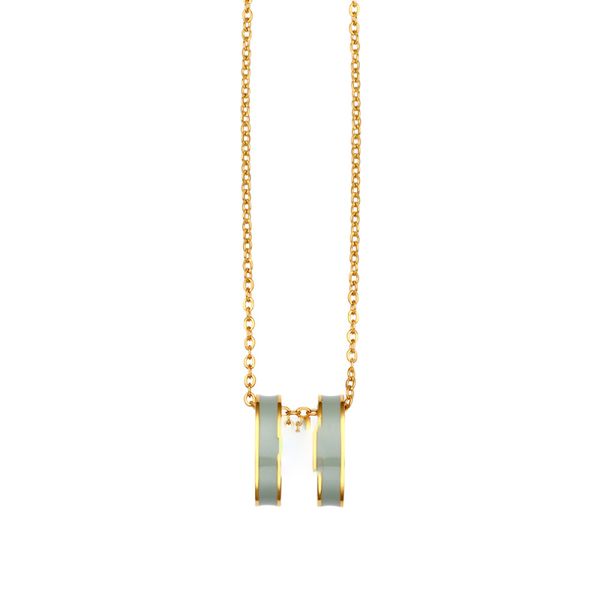 

Popular Design 4 Color Enamel Letter Pendant Necklace for Women Gift