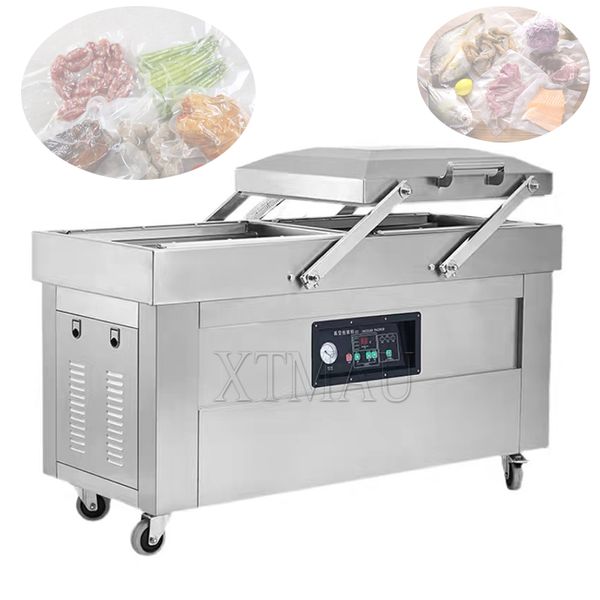 Image of Vacuum Sealing Machine For Food Bags Double Chamber Flat Vacuum Packaging Machine Automatic Vacuum-Packer