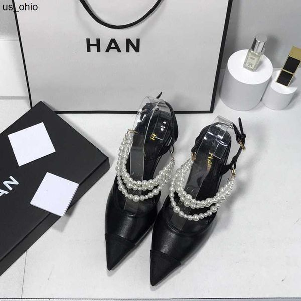 sandals pearl chain kitten heel sandals leather color matching luxury women's designer shoes j230522, Black
sandals pearl chain kitten heel sandals leather color matching luxury women's designer shoes j230522, Black