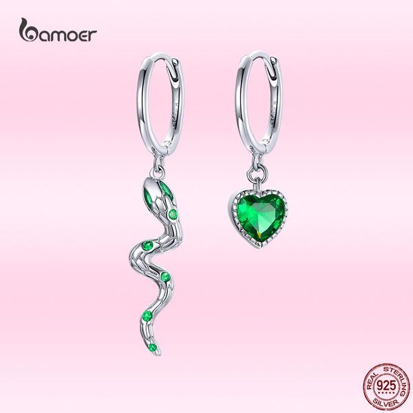 stud bamoer silver snake love earring real 925 sterling silver green heart cz hoop earrings for women wedding fine jewelry sce1006, Golden;silver
stud bamoer silver snake love earring real 925 sterling silver green heart cz hoop earrings for women wedding fine jewelry sce1006, Golden;silver