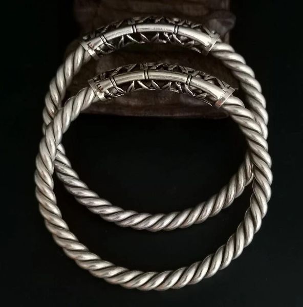 bangle 1 pair of tibetan silver miao silver bracelets ethnic fried dough twist silver bracelets, Black
bangle 1 pair of tibetan silver miao silver bracelets ethnic fried dough twist silver bracelets, Black